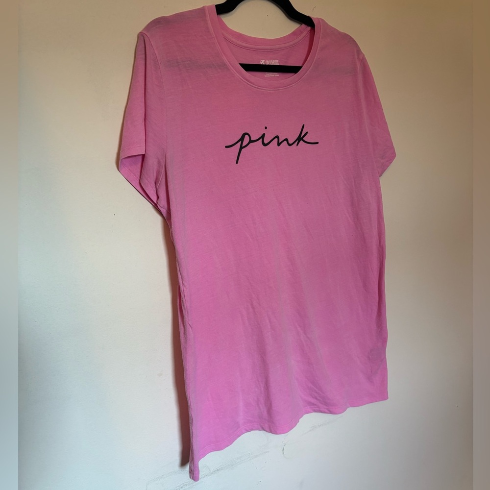 PINK Tee in Bubblegum Pink with black script Logo